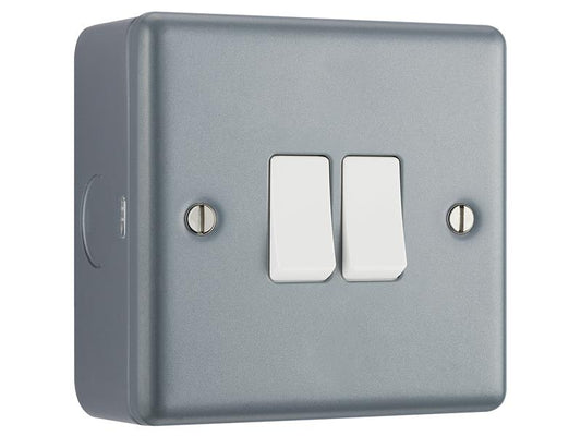 Masterplug MC542-01 Metal Clad 2-Gang 2-Way Light Switch