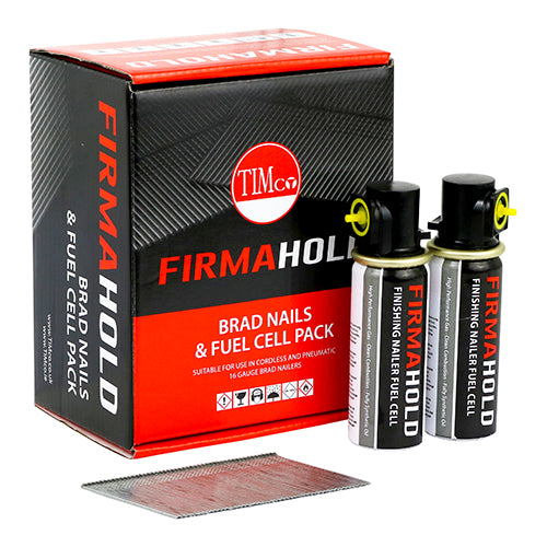 TIMCO FirmaHold Collated 16 Gauge Angled Galvanised Brad Nails & Fuel Cells - 16g x 32/2BFC Box OF 2000 Pieces