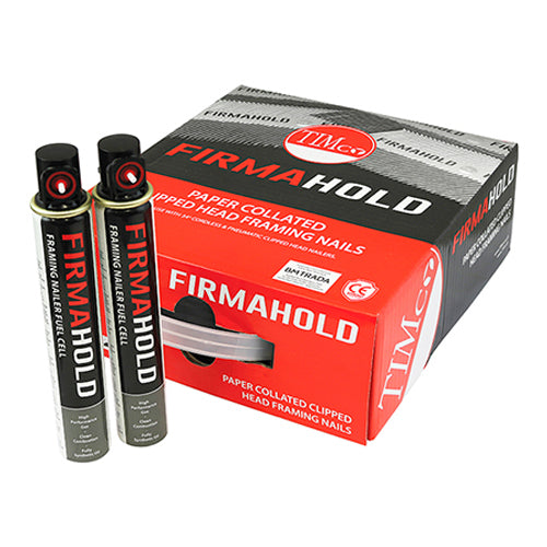 TIMCO FirmaHold Collated Clipped Head Ring Shank Hot Dipped Galvanised Nails & Fuel Cells - 3.1 x 90/2CFC Box OF 2200 Pieces