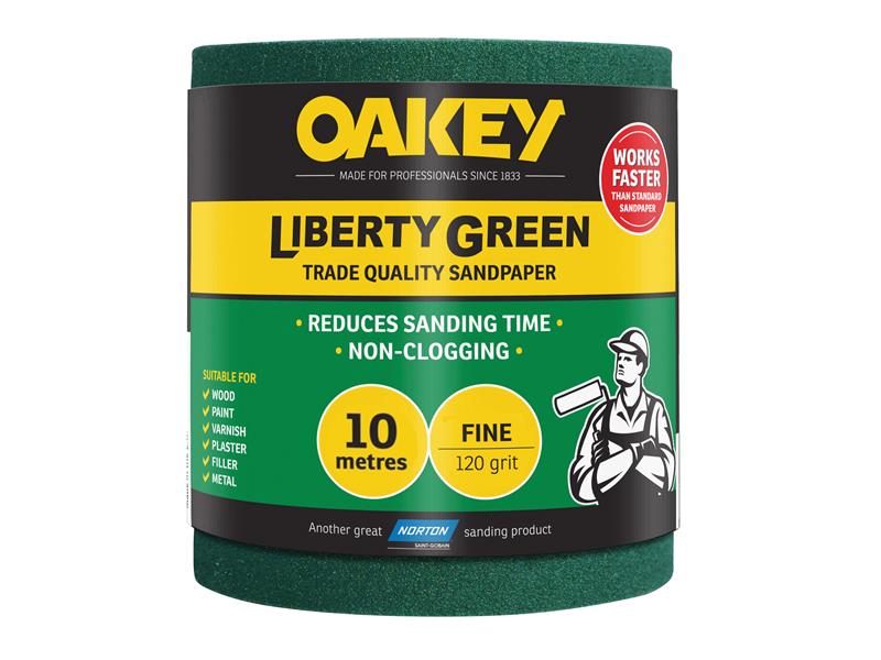 Oakey 66261116749 Liberty Green Sanding Roll 115mm x 10m Fine 120G