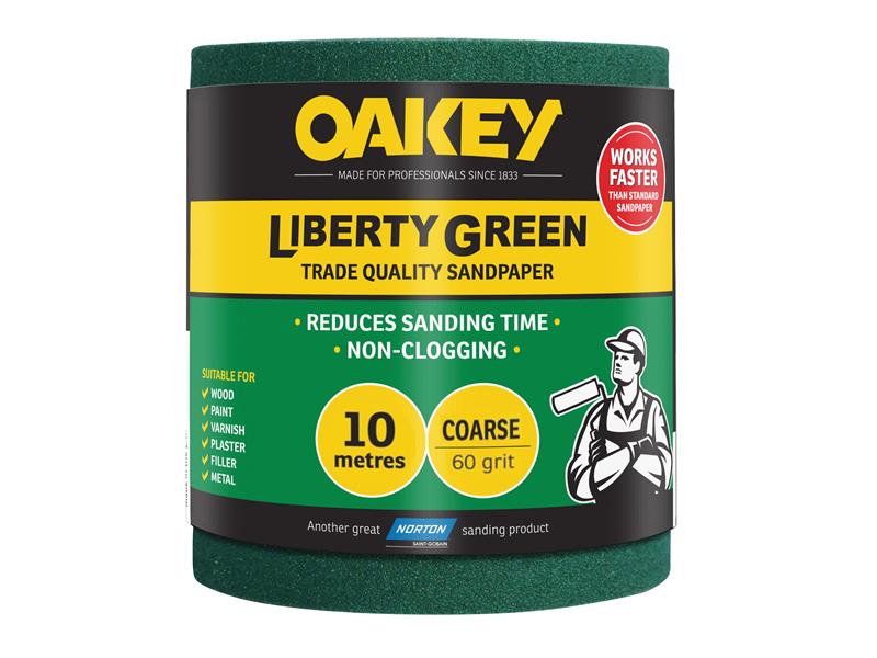 Oakey 66261116752 Liberty Green Sanding Roll 115mm x 10m Coarse 60G