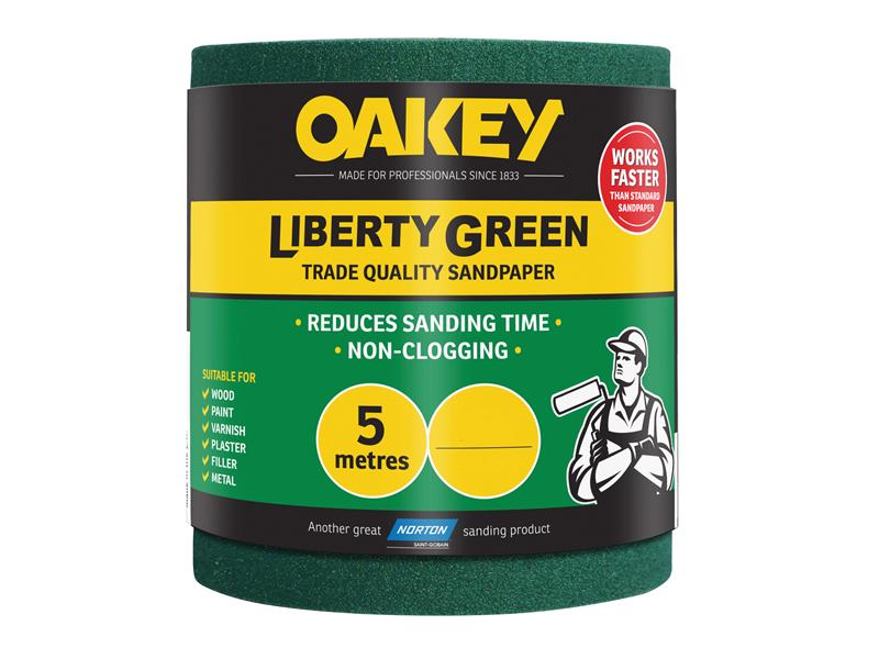 Oakey 66261116692 Liberty Green Sanding Roll 115mm x 5m Coarse 60G