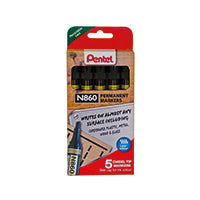 Pentel Chisel Tip Marker Blk Pk5