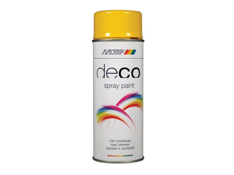 PlastiKote 01679 Deco Spray Paint High Gloss RAL 1021 Rapeseed Yellow 400ml