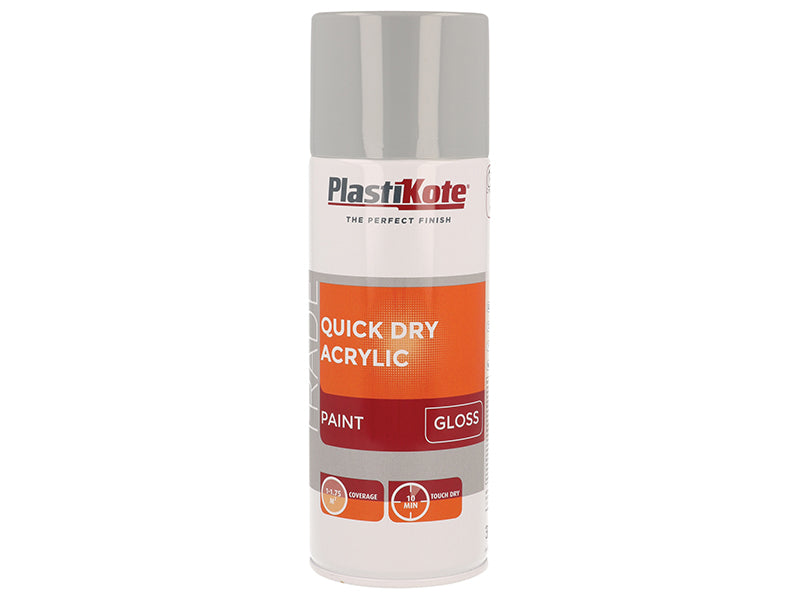 PlastiKote 440.0071012.076 Trade Quick Dry Acrylic Spray Paint Gloss Grey 400ml