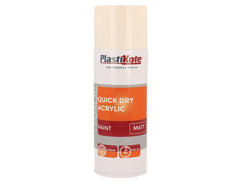 PlastiKote 440.0071015.076 Trade Quick Dry Acrylic Spray Paint Matt Magnolia 400ml
