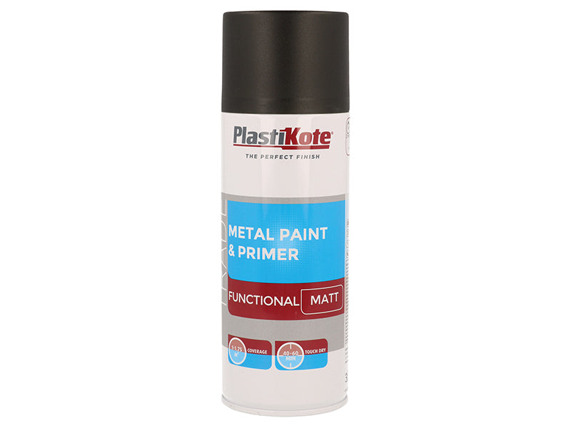 PlastiKote 440.0071023.076 Trade Metal Spray Paint & Primer Matt Black 400ml