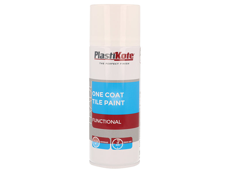 PlastiKote 440.0071026.076 Trade One Coat Spray Tile Paint Gloss White 400ml