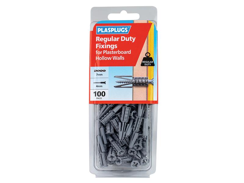 Plasplugs HWR100 Regular-Duty Fixings Pack of 100