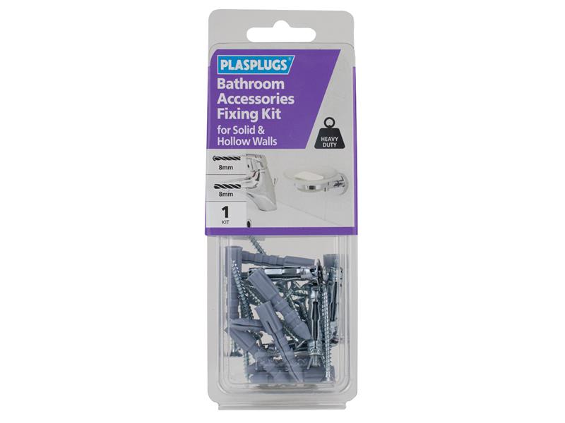 Plasplugs KBR112 Bathroom Accessories Fixing Kit for Solid & Hollow Walls