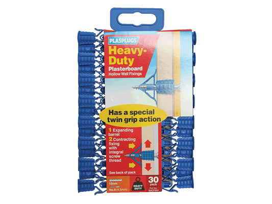 Plasplugs SHCF553CC HCF 553 Heavy-Duty Plasterboard Fixings Pack of 30