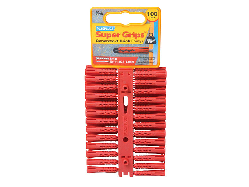 Plasplugs SRP502CC SRP 502 Solid Wall Super Grips� Fixings Red (100)