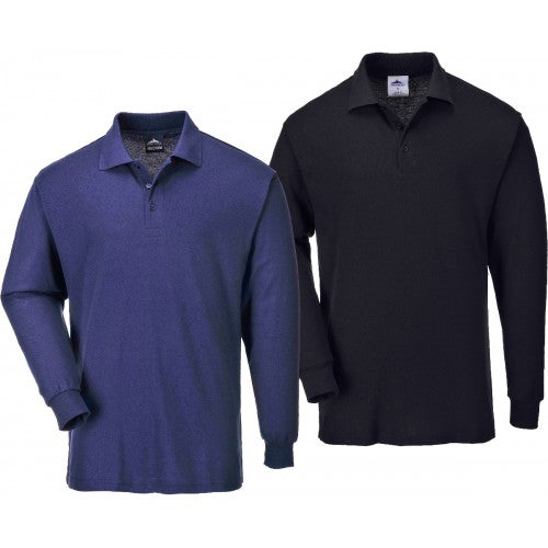 Portwest B212 - Genoa Long Sleeved Polo Shirt Workwear - Black Navy
