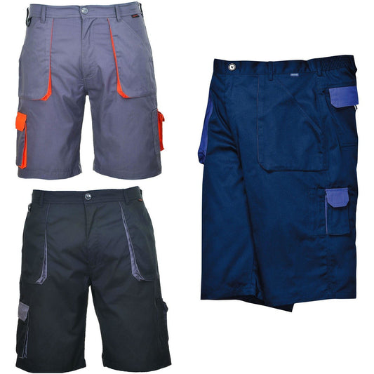 Portwest TX14 - Portwest Texo Contrast Shorts - Black Khaki Grey Navy Blue
