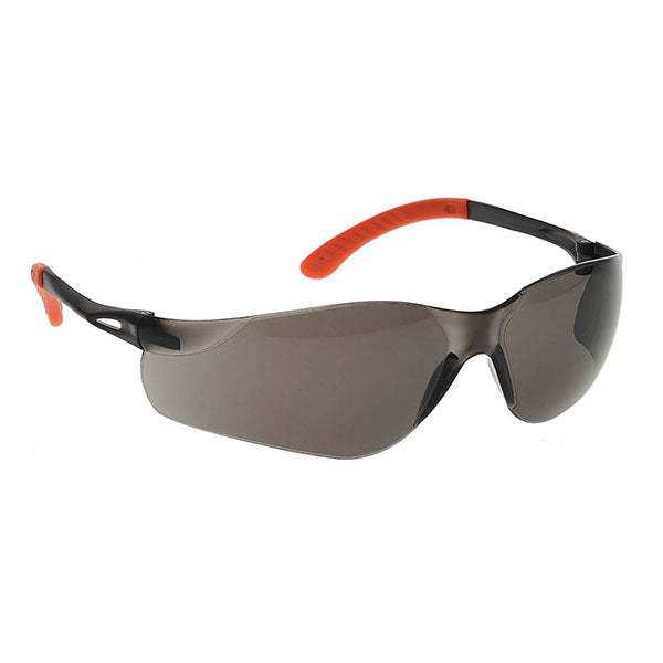 Portwest PW38 - Brown Lens Orange Frame Safety Glasses Pan View CE certified