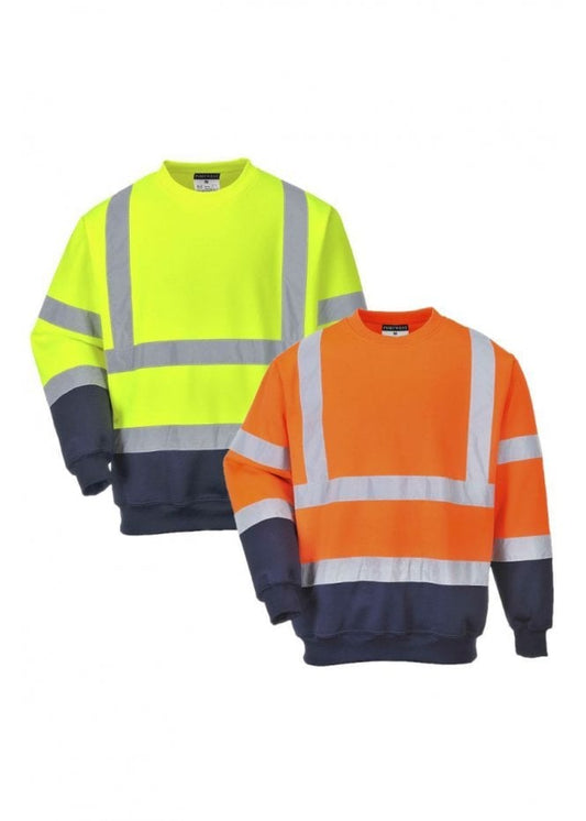 Portwest B306 Hi-Visibility Orange Yellow Two Tone Hi-Vis Sweatshirt Work Jumper