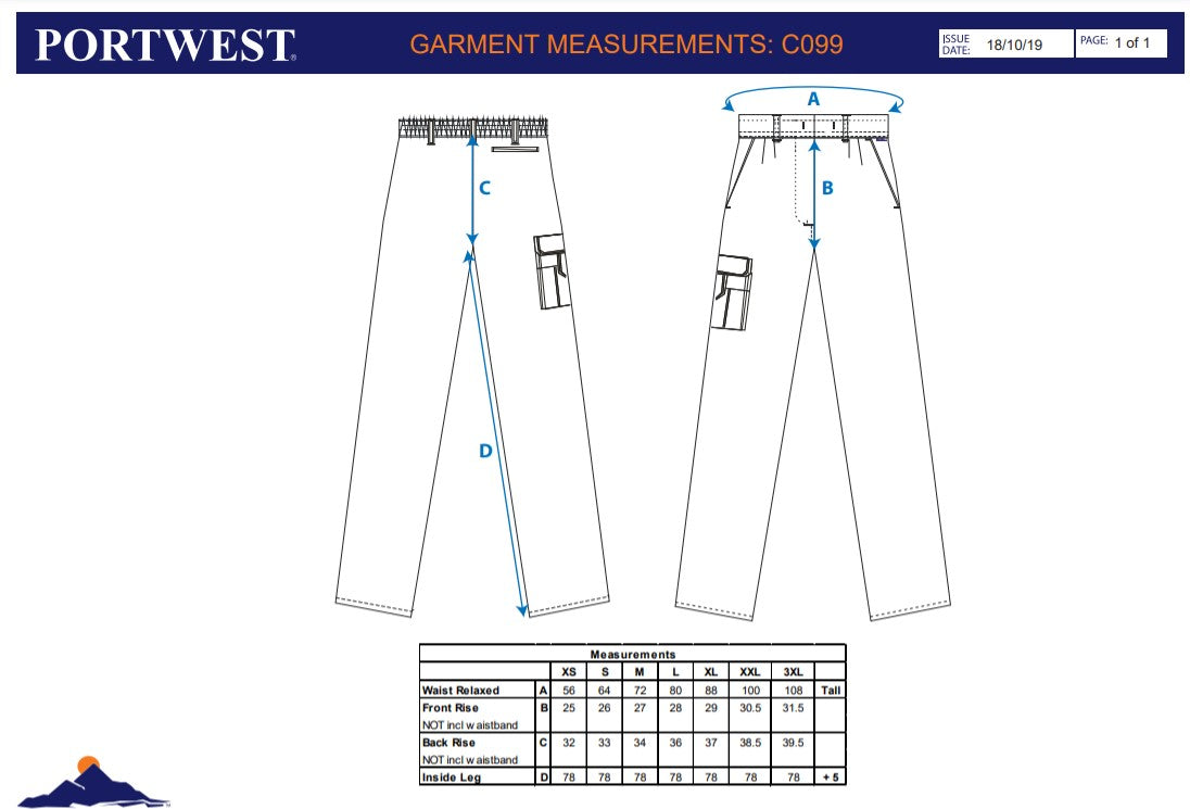 Portwest C099 - Black Sz L Regular Ladies Combat Trousers Work Wear