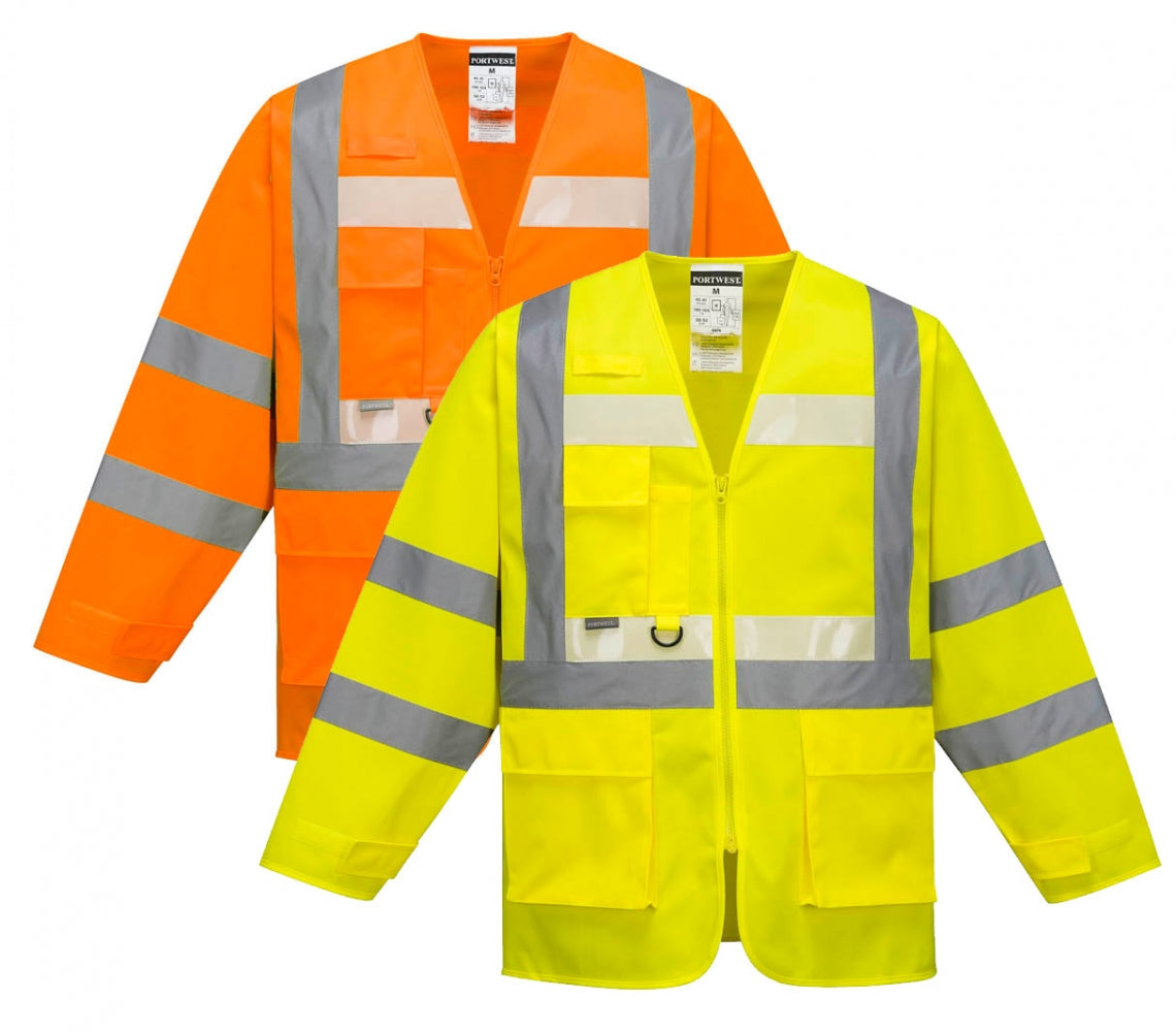 Portwest G475 - Orange & Yellow Glowtex Hi-Vis Executive Jacket Hiviz Coat