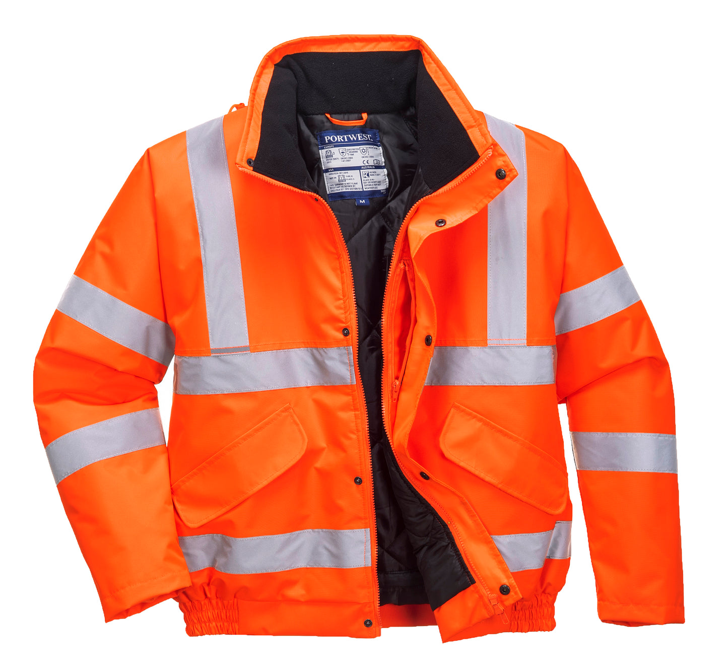 PORTWEST S463 -sz XL ORANGE Hi-Vis Bomber Jacket Safety Reflective Road