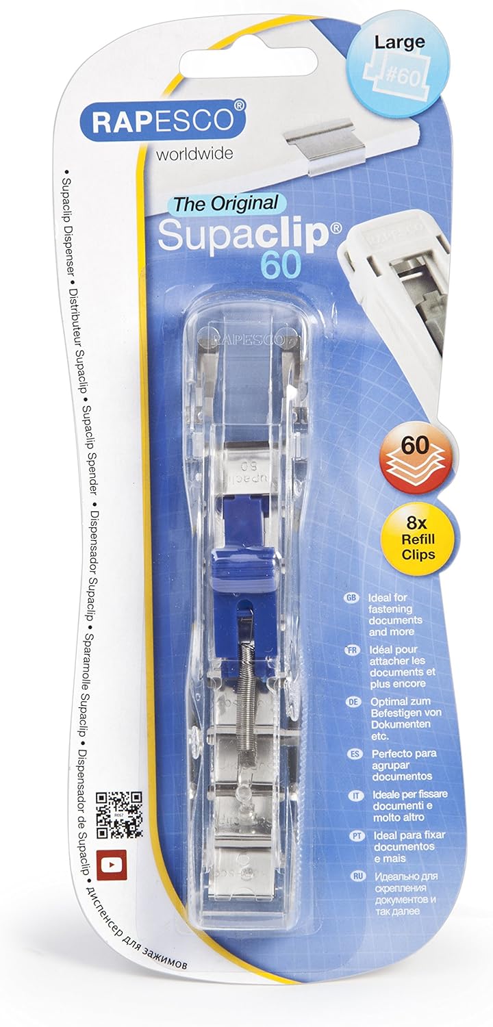 Rapesco 1300A Supaclip 60 Kit, Dispenser and 100 Stainless Steel Refill Clips