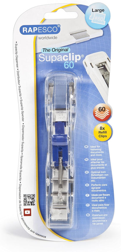Rapesco 1300A Supaclip 60 Kit, Dispenser and 100 Stainless Steel Refill Clips