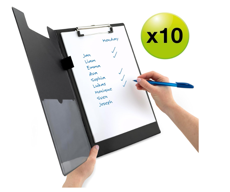 Rapesco 1520A Business Pack: 10 Fold Over Clipboards, A4+, Black