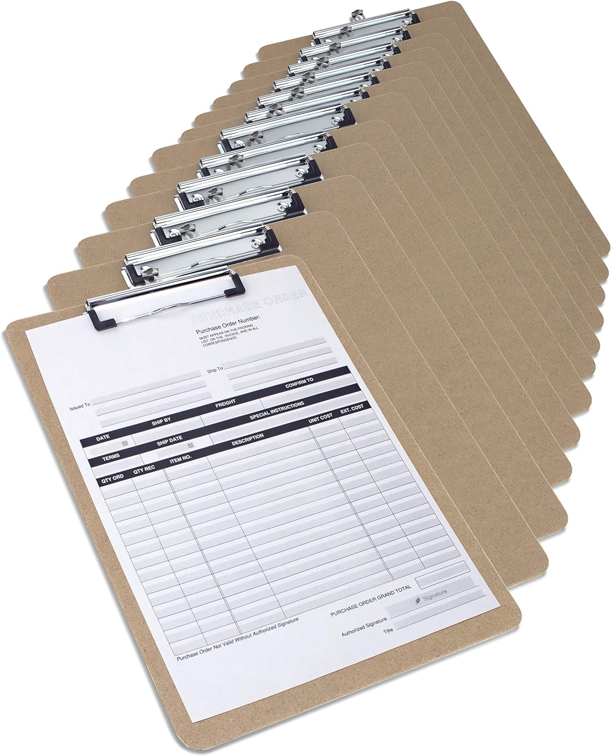 Rapesco 1601 A4 Hardboard Clipboard with Low Profile Clip, Pack of 12