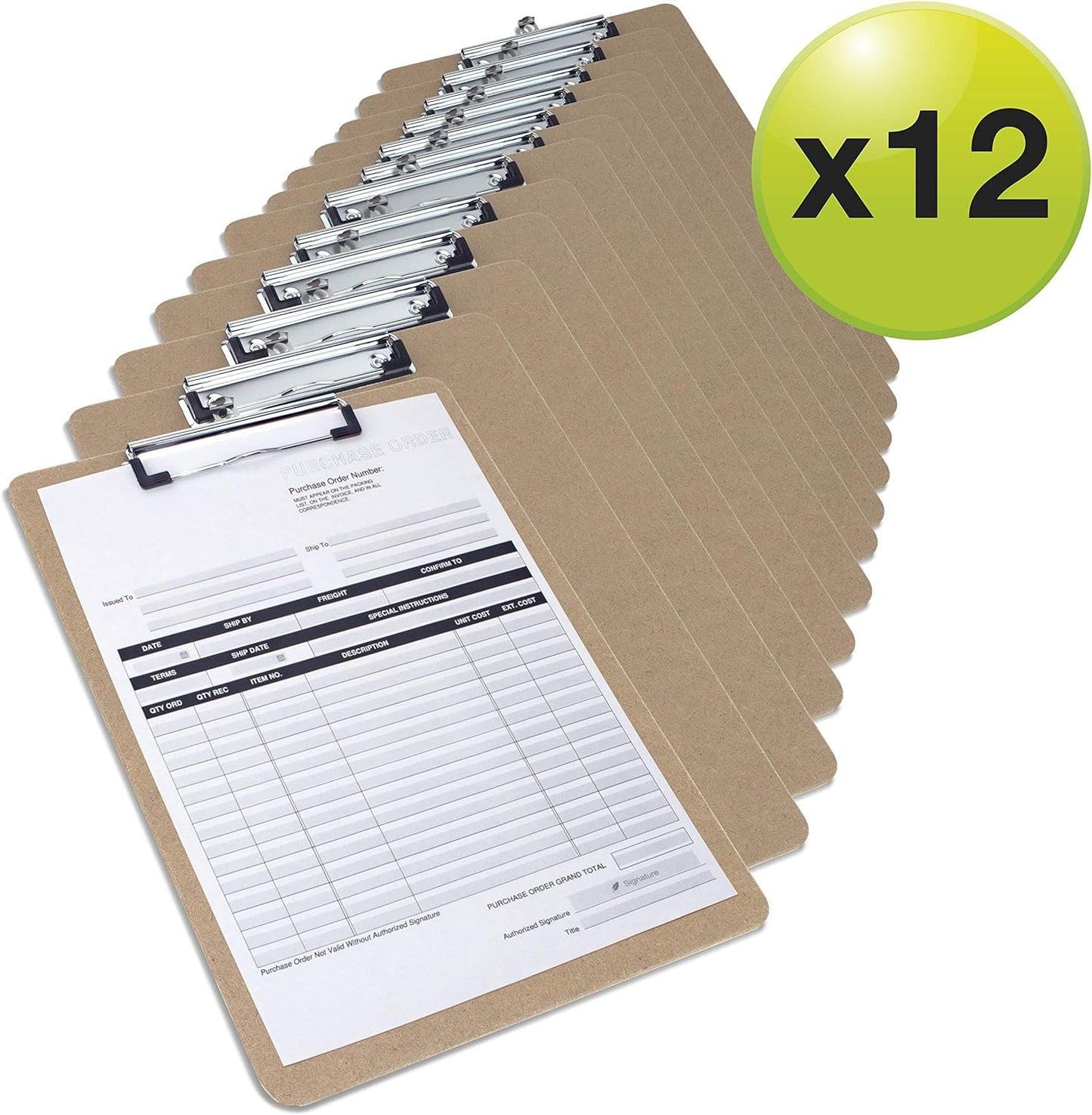 Rapesco 1601 A4 Hardboard Clipboard with Low Profile Clip, Pack of 12