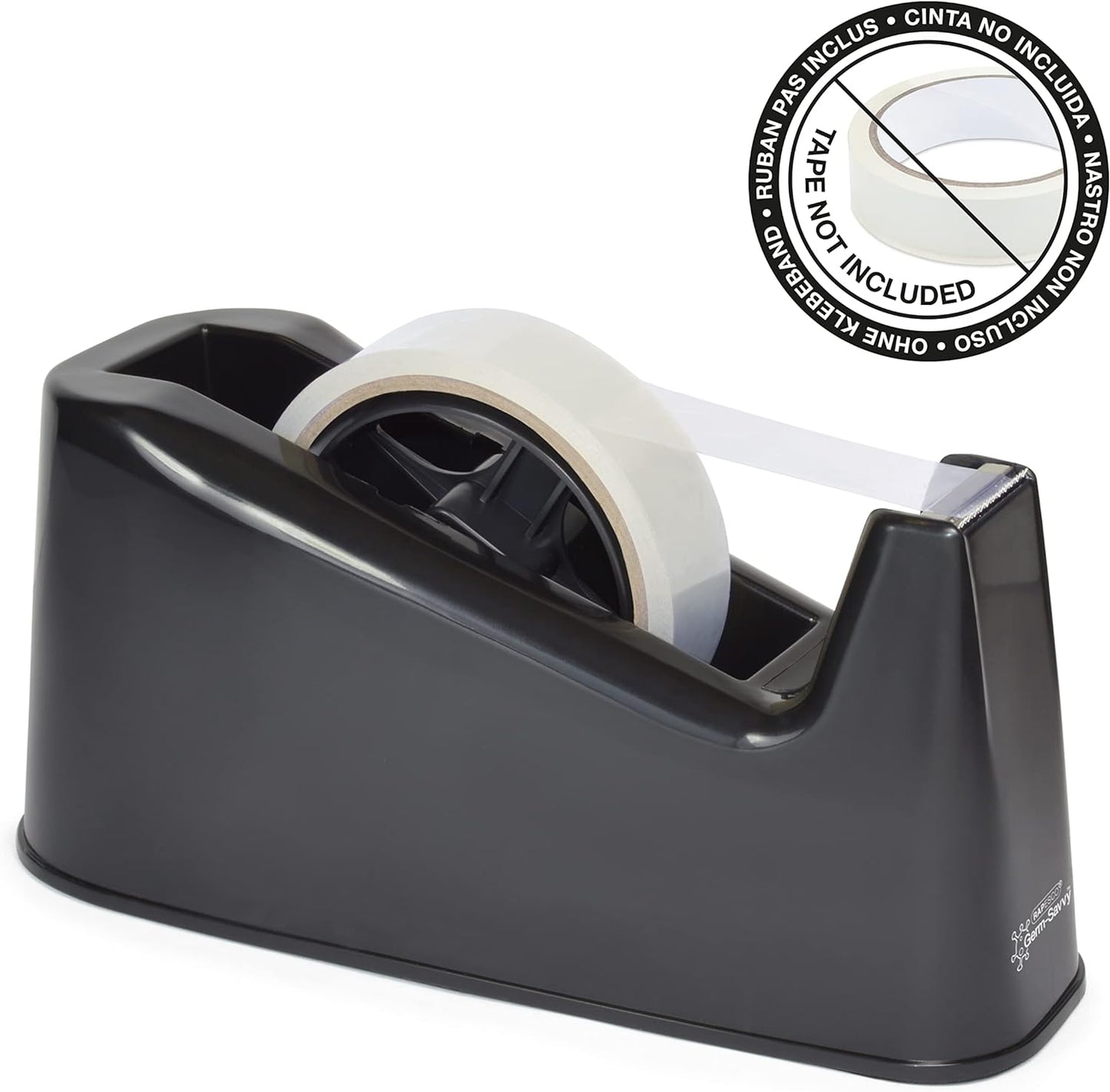 Rapesco RPTD500B Germ-Savvy Antibacterial, 500 Heavy Duty Tape Dispenser, Black