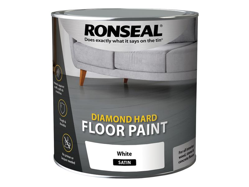 Ronseal 35753 Diamond Hard Floor Paint Satin White 2.5 litre