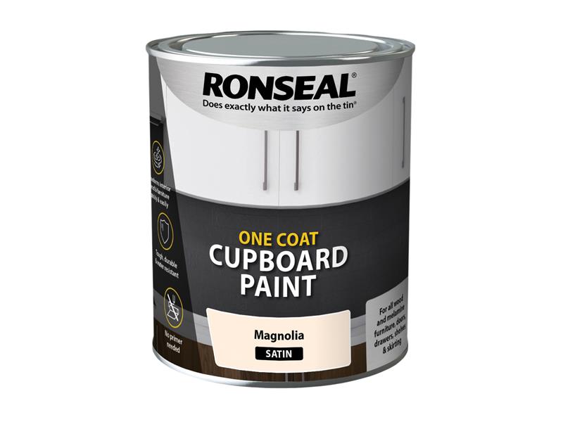 Ronseal 39372 One Coat Cupboard Paint Magnolia Satin 750ml