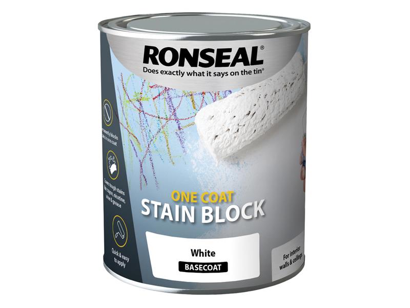 Ronseal 36961 One Coat Stain Block White 2.5 litre