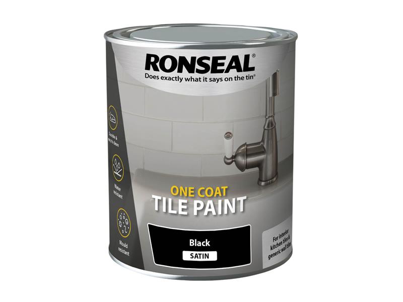Ronseal 39374 One Coat Tile Paint Black Satin 750ml