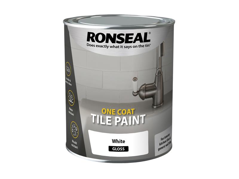 Ronseal 37675 One Coat Tile Paint White Gloss 750ml