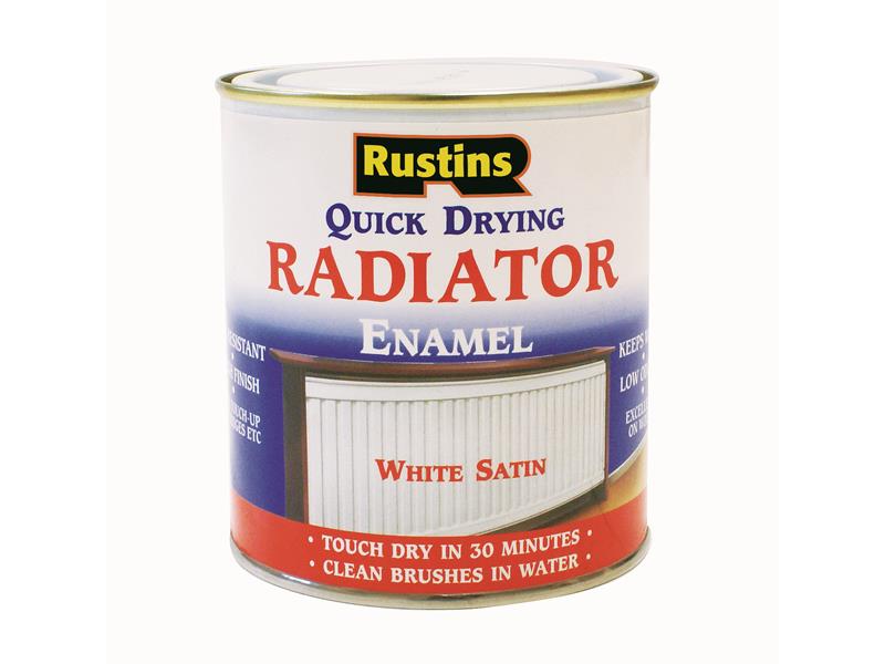 Rustins RADS500 Quick Dry Radiator Enamel Paint Satin White 500ml