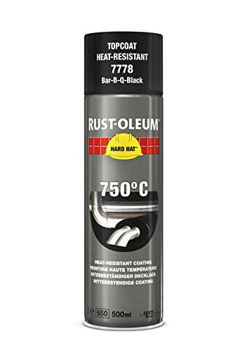 Rust-Oleum Heat Resistant Black Hard Hat Aerosol Spray Paint Top Coat 500ml