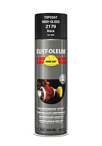 Rust-Oleum Gloss Black Hard Hat Aerosol Industrial Spray Paint Top Coat 500ml