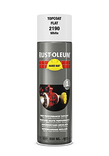 Rust-Oleum Matt White Hard Hat Aerosol Industrial Spray Paint Top Coat 500ml