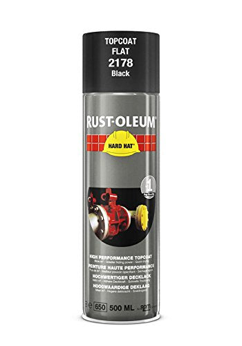 Rust-Oleum Matt Black Hard Hat Aerosol Industrial Spray Paint Top Coat 500ml