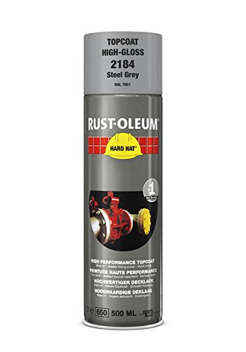 Rust-Oleum Steel Grey Hard Hat Aerosol Industrial Spray Paint Top Coat 500ml