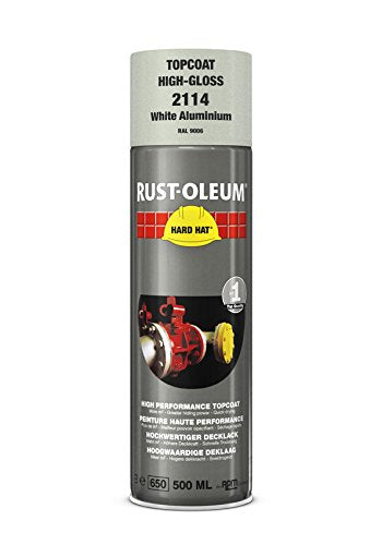 Rust-Oleum White Aluminium Hard Hat Aerosol Industrial Spray Paint Top Coat 500ml