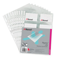 Rexel Nyrex A4 Card Pocket Clr Pk10