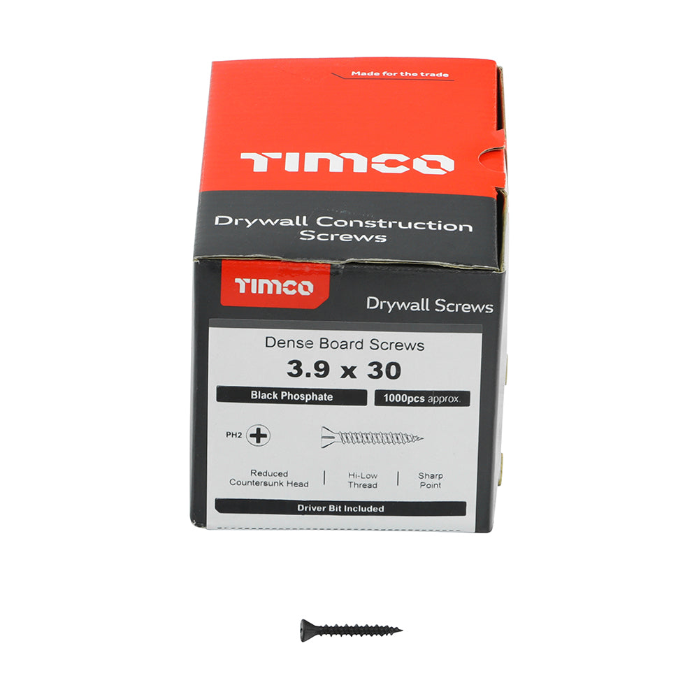 TIMCO Drywall Reduced Countersunk Black Dense Board Screws,All Sizes,1000pcs