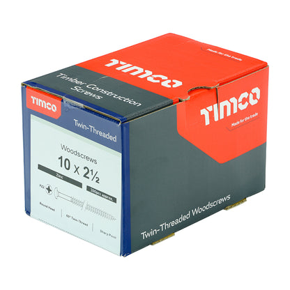 TIMCO Twin-Threaded Round Head Silver Woodscrews - 8 x 5/8 Box OF 200 - 00858CRWZ