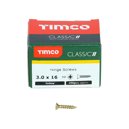 TIMCO Classic Multi-Purpose Reduced Head Countersunk Gold Piano Hinge Woodscrews - 3.0 x 16 Box OF 200 - 30016CLAH