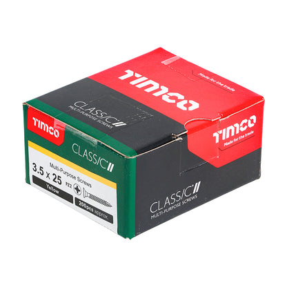 TIMCO Classic Multi-Purpose Countersunk Gold Woodscrews - 3.5 x 25 Box OF 200 - 35025CLAF