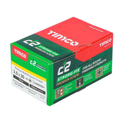 TIMCO C2 Strong-Fix Multi-Purpose Premium Countersunk Gold Woodscrews - 3.5 x 30 Box OF 200 - 35030C2