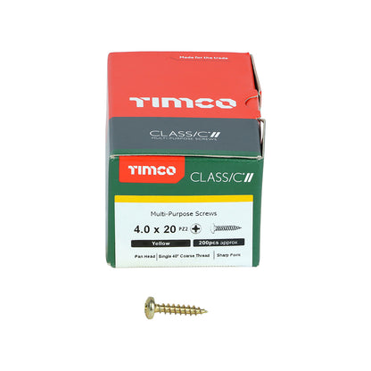 TIMCO Classic Multi-Purpose Pan Head Gold Woodscrews - 4.0 x 20 Box OF 200 - 40020CLAP