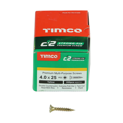 TIMCO C2 Strong-Fix Multi-Purpose Premium Countersunk Gold Woodscrews - 3.5 x 12 Box OF 200 - 35012C2
