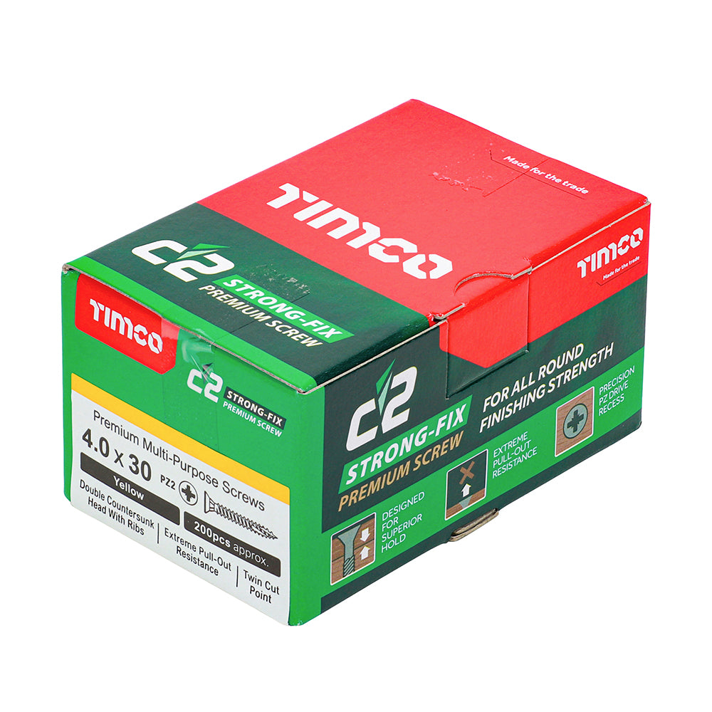 TIMCO C2 Strong-Fix Multi-Purpose Premium Countersunk Gold Woodscrews - 3.5 x 12 Box OF 200 - 35012C2